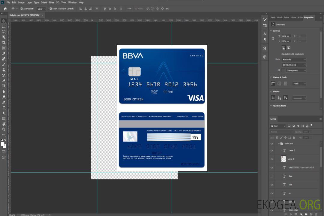 Carte de crédit visa Espagne BBVA Bank template Carte de crédit visa Espagne BBVA Bank template